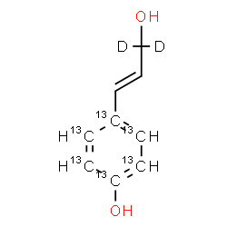 ChemSpider 2D Image | 4-[(1E)-3-Hydroxy(3,3-~2~H_2_)-1-propen-1-yl](~13~C_6_)phenol | C313C6H8D2O2