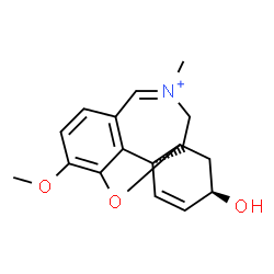 ChemSpider 2D Image | (6R,8aS)-6-Hydroxy-3-methoxy-11-methyl-5,6,9,10-tetrahydro-4aH-[1]benzofuro[3a,3,2-ef][2]benzazepin-11-ium | C17H20NO3