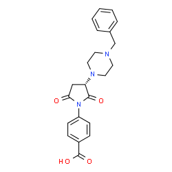 ChemSpider 2D Image | 4-[(3S)-3-(4-Benzyl-1-piperazinyl)-2,5-dioxo-1-pyrrolidinyl]benzoic acid | C22H23N3O4