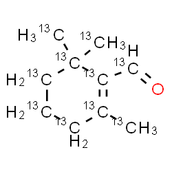 ChemSpider 2D Image | 2,6,6-Tris[(~13~C)methyl](~13~C_6_)-1-cyclohexene-1-(~13~C)carbaldehyde | 13C10H16O