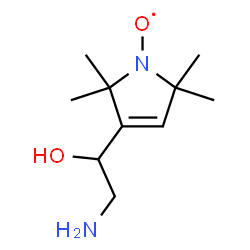 ChemSpider 2D Image | [3-(2-Amino-1-hydroxyethyl)-2,2,5,5-tetramethyl-2,5-dihydro-1H-pyrrol-1-yl]oxidanyl | C10H19N2O2
