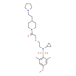 ChemSpider 2D Image | N-Cyclopropyl-4-methoxy-2,6-dimethyl-N-[2-(2-oxo-2-{4-[2-(1-pyrrolidinyl)ethyl]-1-piperidinyl}ethoxy)ethyl]benzenesulfonamide | C27H43N3O5S