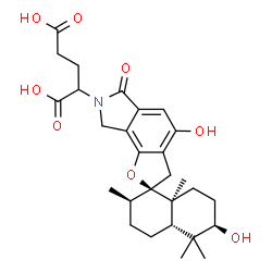 ChemSpider 2D Image | 2-[(2R,2'R,4a'S,6'R,8a'S)-4,6'-Dihydroxy-2',5',5',8a'-tetramethyl-6-oxo-3',4',4a',5',6,6',7',8,8',8a'-decahydro-2'H-spiro[furo[2,3-e]isoindole-2,1'-naphthalen]-7(3H)-yl]pentanedioic acid | C28H37NO8