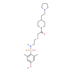 ChemSpider 2D Image | 4-Methoxy-N,2,6-trimethyl-N-[2-(2-oxo-2-{4-[2-(1-pyrrolidinyl)ethyl]-1-piperidinyl}ethoxy)ethyl]benzenesulfonamide | C25H41N3O5S