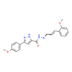ChemSpider 2D Image | 3-(4-Methoxyphenyl)-N'-[(1E,2E)-3-(2-methoxyphenyl)-2-propen-1-ylidene]-1H-pyrazole-5-carbohydrazide | C21H20N4O3