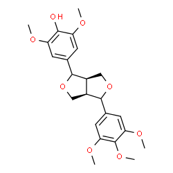 ChemSpider 2D Image | 2,6-Dimethoxy-4-[(3aR,6aR)-4-(3,4,5-trimethoxyphenyl)tetrahydro-1H,3H-furo[3,4-c]furan-1-yl]phenol | C23H28O8