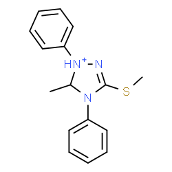 ChemSpider 2D Image | 5-Methyl-3-(methylsulfanyl)-1,4-diphenyl-4,5-dihydro-1H-1,2,4-triazol-1-ium | C16H18N3S