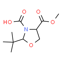 ChemSpider 2D Image | 4-(Methoxycarbonyl)-2-(2-methyl-2-propanyl)-1,3-oxazolidine-3-carboxylic acid | C10H17NO5