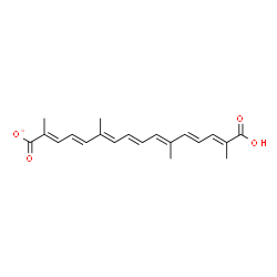 ChemSpider 2D Image | (2E,4E,6E,8E,10E,12E,14E)-15-Carboxy-2,6,11-trimethyl-2,4,6,8,10,12,14-hexadecaheptaenoate | C20H23O4