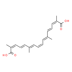 ChemSpider 2D Image | (2Z,4E,6E,8Z,10E,12E,14Z)-2,6,11,15-Tetramethyl-2,4,6,8,10,12,14-hexadecaheptaenedioic acid | C20H24O4