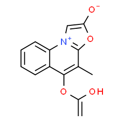 ChemSpider 2D Image | 5-[(1-Hydroxyvinyl)oxy]-4-methyl[1,3]oxazolo[3,2-a]quinolin-10-ium-2-olate | C14H11NO4