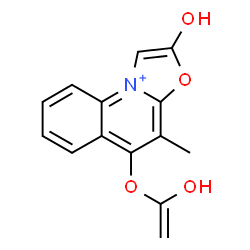 ChemSpider 2D Image | 2-Hydroxy-5-[(1-hydroxyvinyl)oxy]-4-methyl[1,3]oxazolo[3,2-a]quinolin-10-ium | C14H12NO4