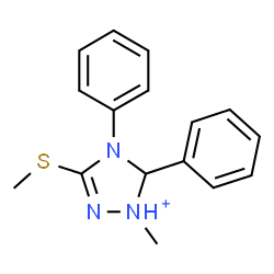 ChemSpider 2D Image | 1-Methyl-3-(methylsulfanyl)-4,5-diphenyl-4,5-dihydro-1H-1,2,4-triazol-1-ium | C16H18N3S