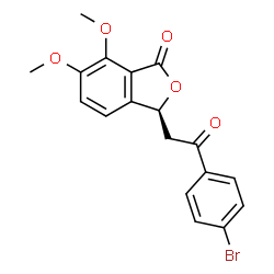 ChemSpider 2D Image | (3S)-3-[2-(4-Bromophenyl)-2-oxoethyl]-6,7-dimethoxy-2-benzofuran-1(3H)-one | C18H15BrO5