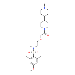 ChemSpider 2D Image | 4-Methoxy-N,2,6-trimethyl-N-{2-[2-(1'-methyl-4,4'-bipiperidin-1-yl)-2-oxoethoxy]ethyl}benzenesulfonamide | C25H41N3O5S