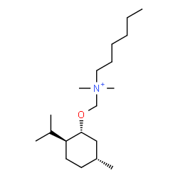 ChemSpider 2D Image | N-({[(1R,2S,5R)-2-Isopropyl-5-methylcyclohexyl]oxy}methyl)-N,N-dimethyl-1-hexanaminium | C19H40NO
