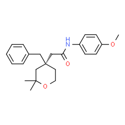 ChemSpider 2D Image | 2-[(4R)-4-Benzyl-2,2-dimethyltetrahydro-2H-pyran-4-yl]-N-(4-methoxyphenyl)acetamide | C23H29NO3