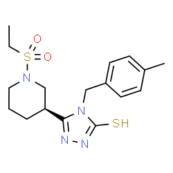ChemSpider 2D Image | 5-[(3S)-1-(Ethylsulfonyl)-3-piperidinyl]-4-(4-methylbenzyl)-4H-1,2,4-triazole-3-thiol | C17H24N4O2S2