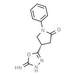 ChemSpider 2D Image | (4S)-4-(5-Imino-4,5-dihydro-1,3,4-oxadiazol-2-yl)-1-phenyl-2-pyrrolidinone | C12H12N4O2