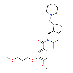 ChemSpider 2D Image | N-Isopropyl-4-methoxy-3-(3-methoxypropoxy)-N-{[(3S,4S)-4-(1-piperidinylmethyl)-3-pyrrolidinyl]methyl}benzamide | C26H43N3O4