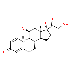 ChemSpider 2D Image | (8alpha,9beta,10alpha,11beta,13alpha)-11,17,21-Trihydroxypregna-1,4-diene-3,20-dione | C21H28O5