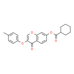 ChemSpider 2D Image | 3-(4-Methylphenoxy)-4-oxo-4H-chromen-7-yl cyclohexanecarboxylate | C23H22O5