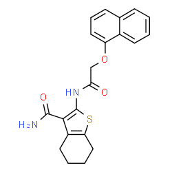 ChemSpider 2D Image | 2-{[(1-Naphthyloxy)acetyl]amino}-4,5,6,7-tetrahydro-1-benzothiophene-3-carboxamide | C21H20N2O3S