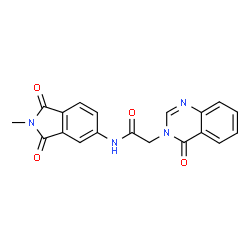 ChemSpider 2D Image | N-(2-Methyl-1,3-dioxo-2,3-dihydro-1H-isoindol-5-yl)-2-(4-oxo-3(4H)-quinazolinyl)acetamide | C19H14N4O4