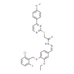 ChemSpider 2D Image | N'-[(Z)-{4-[(2-Chloro-6-fluorobenzyl)oxy]-3-ethoxyphenyl}methylene]-2-{[4-(4-methoxyphenyl)-2-pyrimidinyl]sulfanyl}acetohydrazide | C29H26ClFN4O4S