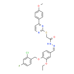 ChemSpider 2D Image | N'-[(Z)-{4-[(2-Chloro-4-fluorobenzyl)oxy]-3-ethoxyphenyl}methylene]-2-{[4-(4-methoxyphenyl)-2-pyrimidinyl]sulfanyl}acetohydrazide | C29H26ClFN4O4S
