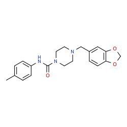 ChemSpider 2D Image | 4-(1,3-Benzodioxol-5-ylmethyl)-N-(4-methylphenyl)-1-piperazinecarboxamide | C20H23N3O3