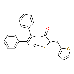 ChemSpider 2D Image | 5,6-Diphenyl-2-(2-thienylmethylene)imidazo[2,1-b][1,3]thiazol-3(2H)-one | C22H14N2OS2