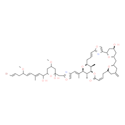 ChemSpider 2D Image | (1S,6E,9S,11S,12S,13R,16Z,19S,23S,25R,27S,31R)-11-{(1E)-1-[2-({6-[(2E,4E,8E)-9-Bromo-1-hydroxy-6-methoxy-3-methyl-2,4,8-nonatrien-1-yl]-2-hydroxy-4-methoxytetrahydro-2H-pyran-2-yl}methyl)-1,3-oxazol-4
-yl]-1-propen-2-yl}-27-hydroxy-12,31-dimethyl-21-methylene-4,10,14,29,30-pentaoxa-32-azapentacyclo[23.3.1.1~2,5~.1~9,13~.1~19,23~]dotriaconta-2,5(32),6,16-tetraen-15-one | C53H71BrN2O13