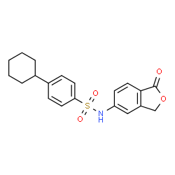 ChemSpider 2D Image | 4-Cyclohexyl-N-(1-oxo-1,3-dihydro-2-benzofuran-5-yl)benzenesulfonamide | C20H21NO4S