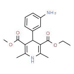 ChemSpider 2D Image | Ethyl methyl 4-(3-aminophenyl)-2,6-dimethyl-1,4-dihydro-3,5-pyridinedicarboxylate | C18H22N2O4