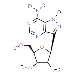 ChemSpider 2D Image | (1S)-1-[7-(~2~H_2_)Amino(1-~2~H)-1H-pyrazolo[4,3-d]pyrimidin-3-yl]-1,4-anhydro-D-(O~2~,O~3~,O~5~-~2~H_3_)ribitol | C10H7D6N5O4