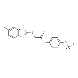 ChemSpider 2D Image | acetamide, 2-[(5-methyl-1H-benzimidazol-2-yl)thio]-N-[4-(trifluoromethoxy)phenyl]- | C17H14F3N3O2S