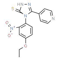 ChemSpider 2D Image | 4-(4-Ethoxy-2-nitrophenyl)-5-(4-pyridinyl)-2,4-dihydro-3H-1,2,4-triazole-3-thione | C15H13N5O3S