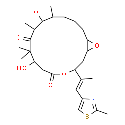 ChemSpider 2D Image | 7,11-Dihydroxy-8,8,10,12-tetramethyl-3-[(1E)-1-(2-methyl-1,3-thiazol-4-yl)-1-propen-2-yl]-4,17-dioxabicyclo[14.1.0]heptadecane-5,9-dione | C26H39NO6S
