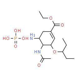 ChemSpider 2D Image | Ethyl 4-acetamido-5-amino-3-(3-pentanyloxy)-1-cyclohexene-1-carboxylate phosphate (1:1) | C16H31N2O8P
