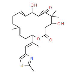 ChemSpider 2D Image | 4,8-Dihydroxy-5,5,7,9,13-pentamethyl-16-[(1E)-1-(2-methyl-1,3-thiazol-4-yl)-1-propen-2-yl]oxacyclohexadec-13-ene-2,6-dione | C27H41NO5S