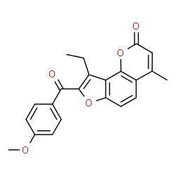 ChemSpider 2D Image | 9-Ethyl-8-(4-methoxybenzoyl)-4-methyl-2H-furo[2,3-h]chromen-2-one | C22H18O5