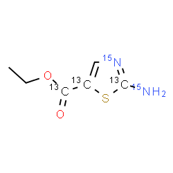 ChemSpider 2D Image | Ethyl 2-(~15~N)amino(2,5-~13~C_2_,~15~N)-1,3-thiazole-5-(~13~C)carboxylate | C313C3H815N2O2S