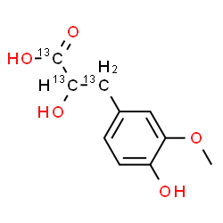 ChemSpider 2D Image | 2-Hydroxy-3-(4-hydroxy-3-methoxyphenyl)(~13~C_3_)propanoic acid | C713C3H12O5