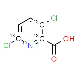 ChemSpider 2D Image | 3,6-Dichloro-2-(2,3,6-~13~C_3_,~15~N)pyridinecarboxylic acid | C313C3H3Cl215NO2