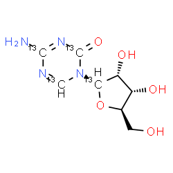ChemSpider 2D Image | 4-Amino-1-[beta-D-(1-~13~C)ribofuranosyl](~13~C_3_)-1,3,5-triazin-2(1H)-one | C413C4H12N4O5