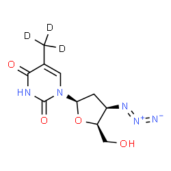 ChemSpider 2D Image | 1-(3-Azido-2,3-dideoxy-beta-D-threo-pentofuranosyl)-5-(~2~H_3_)methyl-2,4(1H,3H)-pyrimidinedione | C10H10D3N5O4