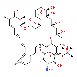 ChemSpider 2D Image | (~2~H_3_)Methyl (1R,3S,5R,6R,9R,11R,15S,16R,17R,18S,19E,21E,23E,27E,29E,31E,33R,35S,36R,37S)-33-[(3-amino-3,6-dideoxy-beta-D-mannopyranosyl)oxy]-1,3,5,6,9,11,17,37-octahydroxy-15,16,18-trimethyl-13-ox
o-14,39-dioxabicyclo[33.3.1]nonatriaconta-19,21,23,25,27,29,31-heptaene-36-carboxylate | C48H72D3NO17