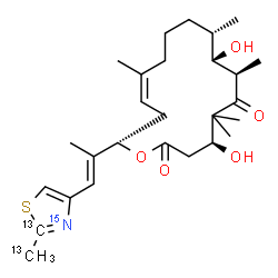 ChemSpider 2D Image | (4S,7R,8S,9S,13Z,16S)-4,8-Dihydroxy-5,5,7,9,13-pentamethyl-16-{(1E)-1-[2-(~13~C)methyl(2-~13~C,~15~N)-1,3-thiazol-4-yl]-1-propen-2-yl}oxacyclohexadec-13-ene-2,6-dione | C2513C2H4115NO5S