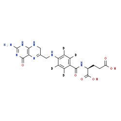 ChemSpider 2D Image | N-{[4-{[(2-Amino-4-oxo-1,4,7,8-tetrahydro-6-pteridinyl)methyl]amino}(~2~H_4_)phenyl]carbonyl}-L-glutamic acid | C19H17D4N7O6